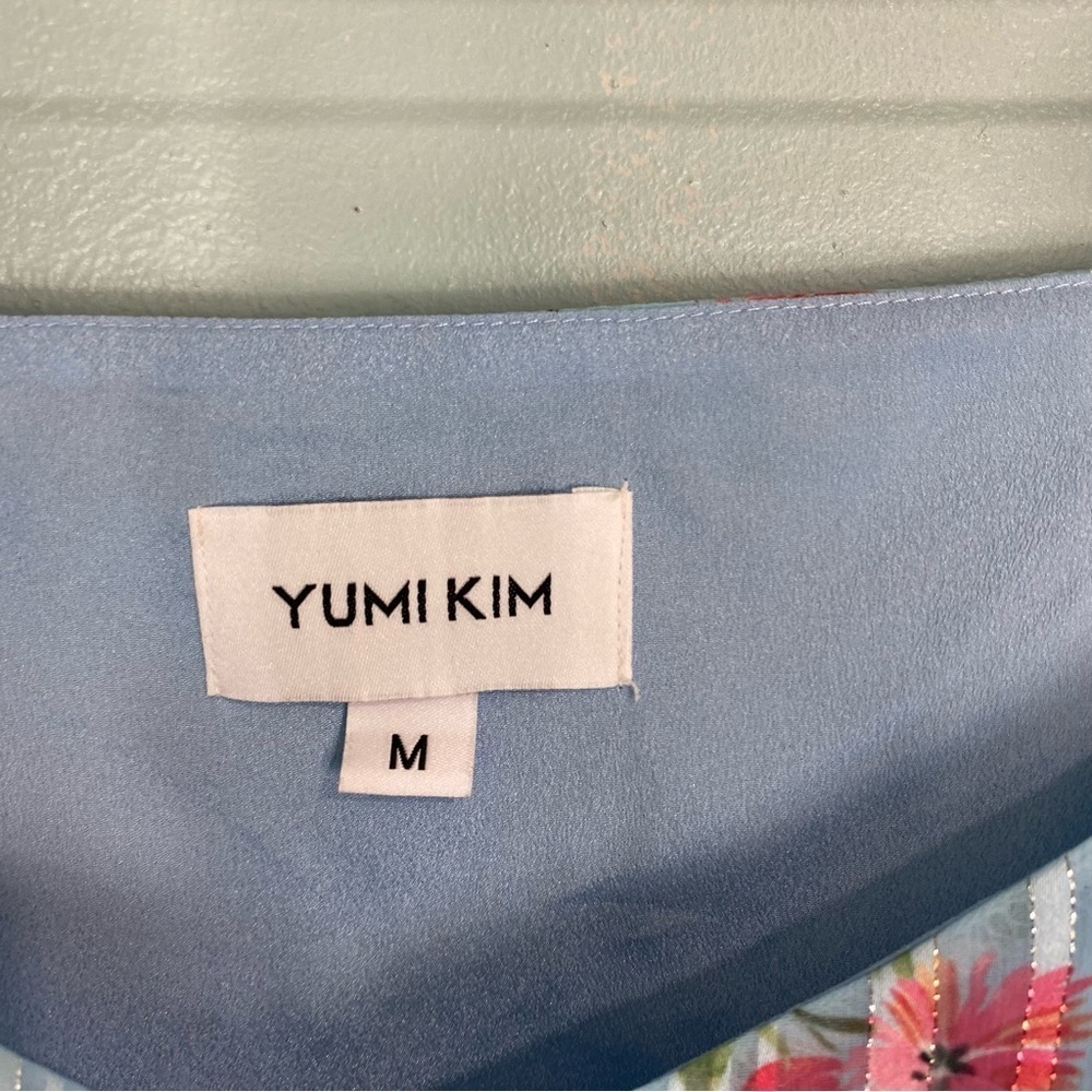 Yumi Kim Eden Mulberry Angel Floral Dress Sz M Ruffle Fairy Mini Blue Metallic - Picture 2 of 6